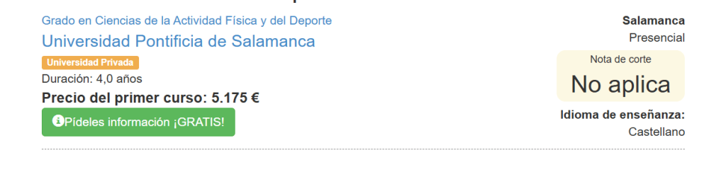 Precio de CAFYD en Salamanca