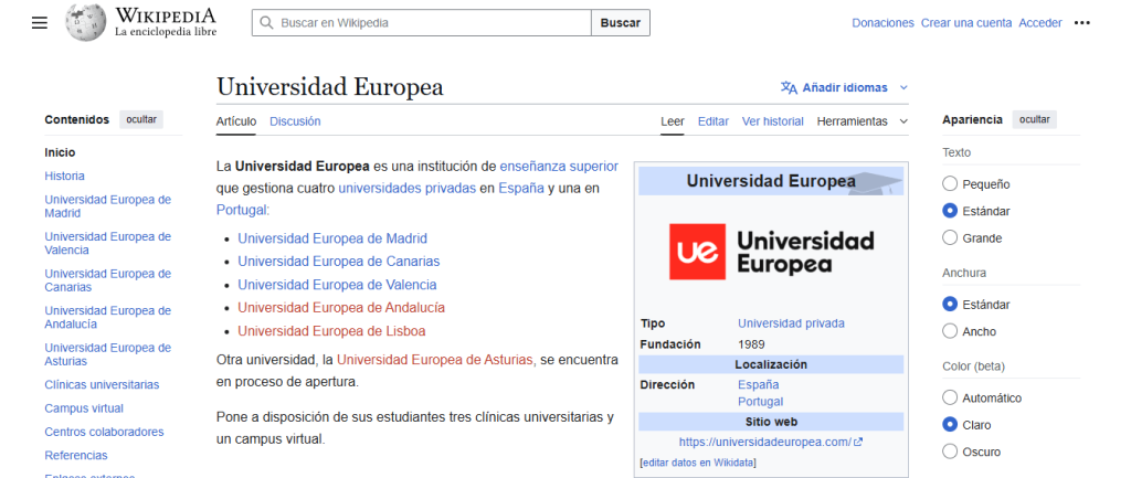 Ubicación de universidad Europea