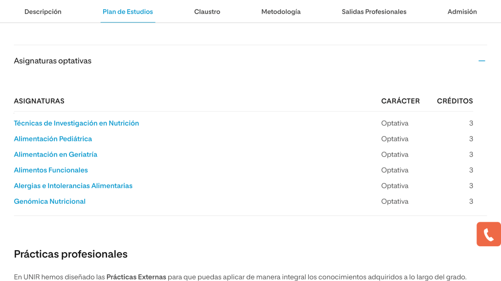 Plan de estudios asignaturas UNIR