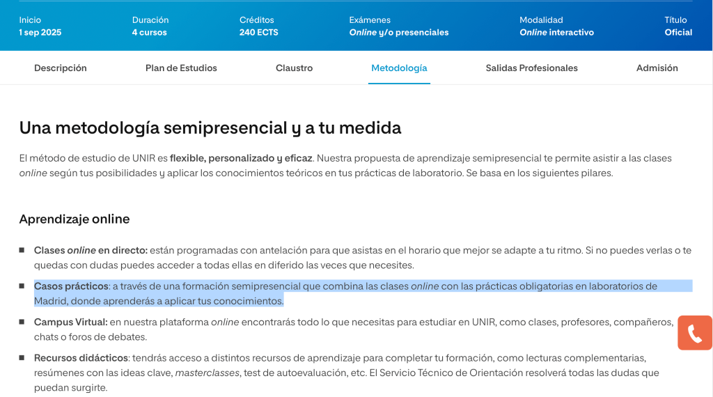 Modalidad de estudio de la UNIR