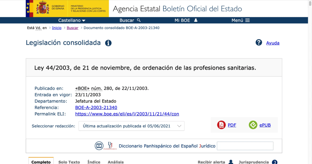 Ley de Ordenación Profesiones Sanitarias