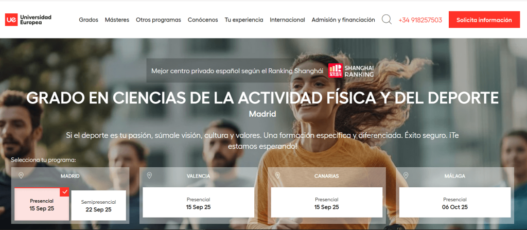 Página oficial de Universidad Europea