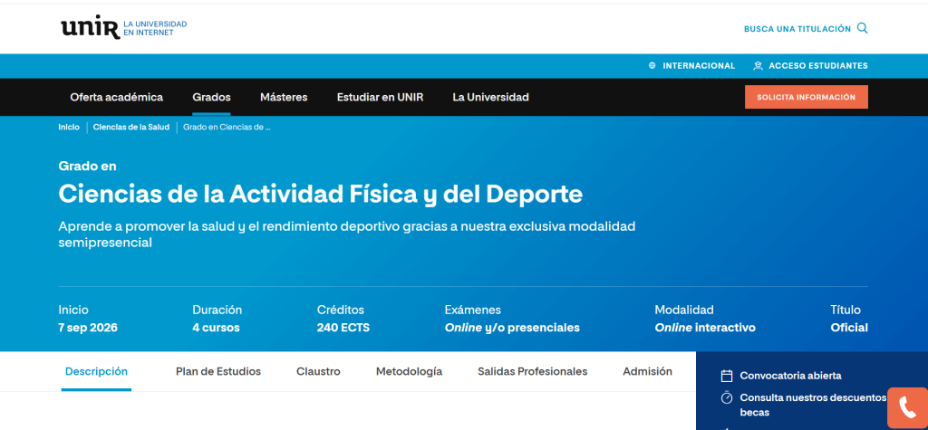 Página oficial de UNIR