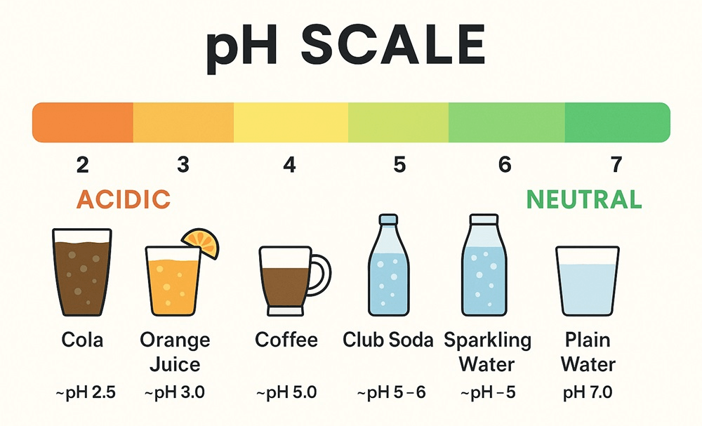 Escala de pH agua con gas 