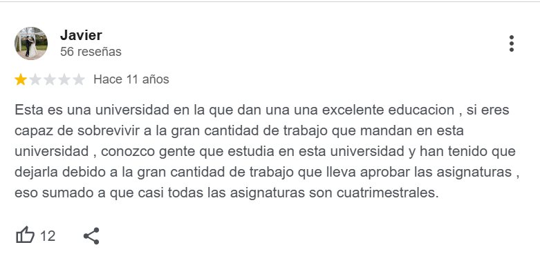 Reseñas negativas Javier