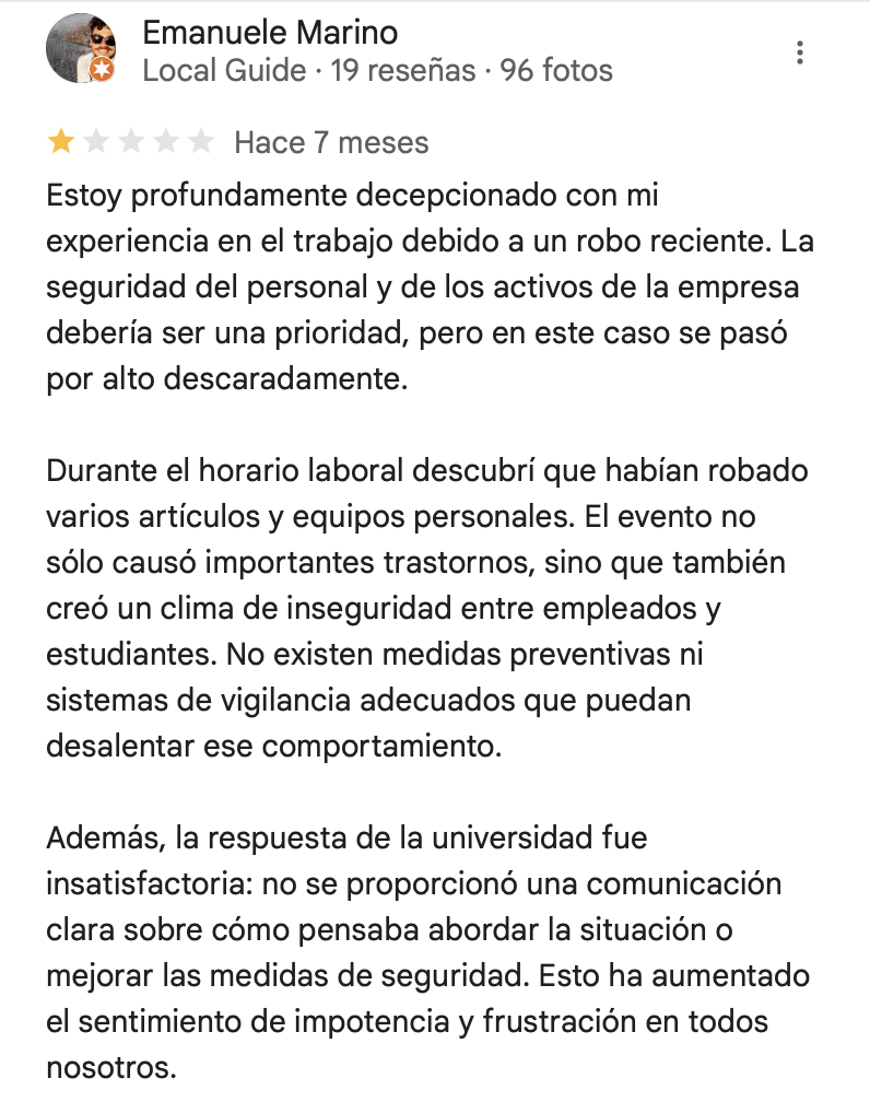 Reseñas negativas Enmanuel Marino