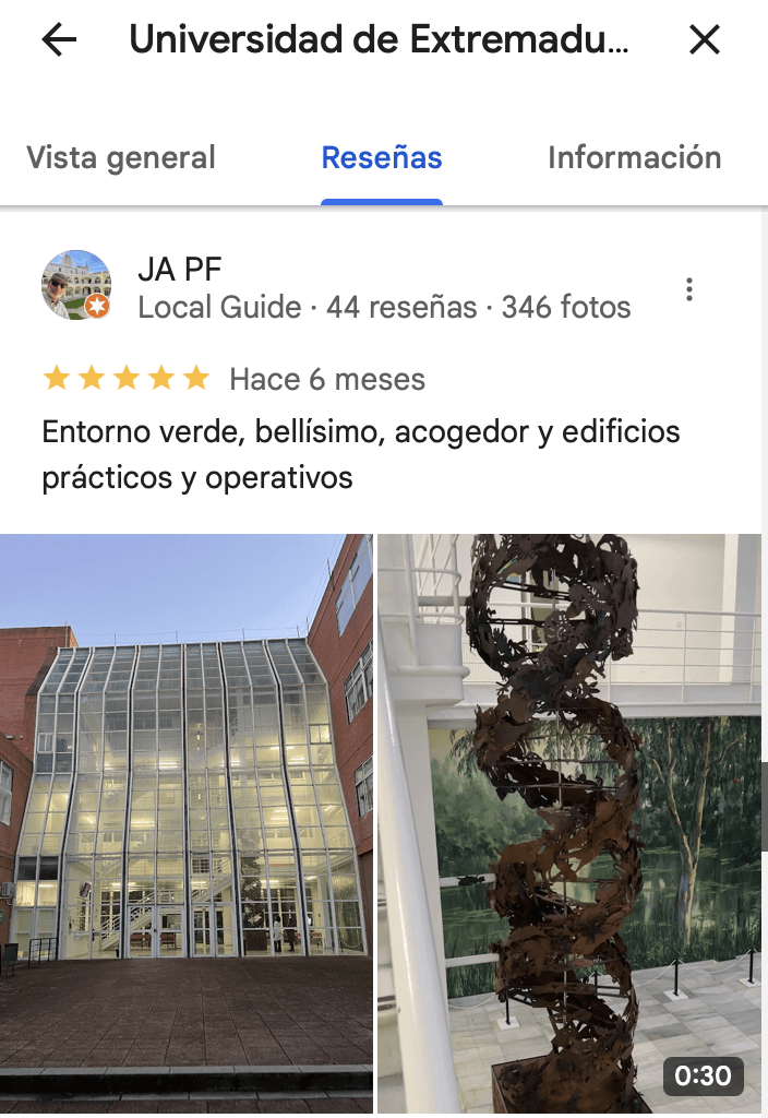 Reseñas positivas Instalaciones de universidad