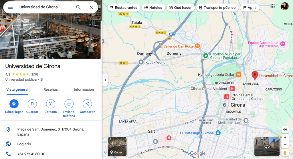 Universidad de Girona Google maps