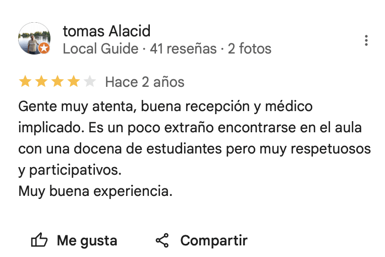 Reseñas positivas Tomas Alacid