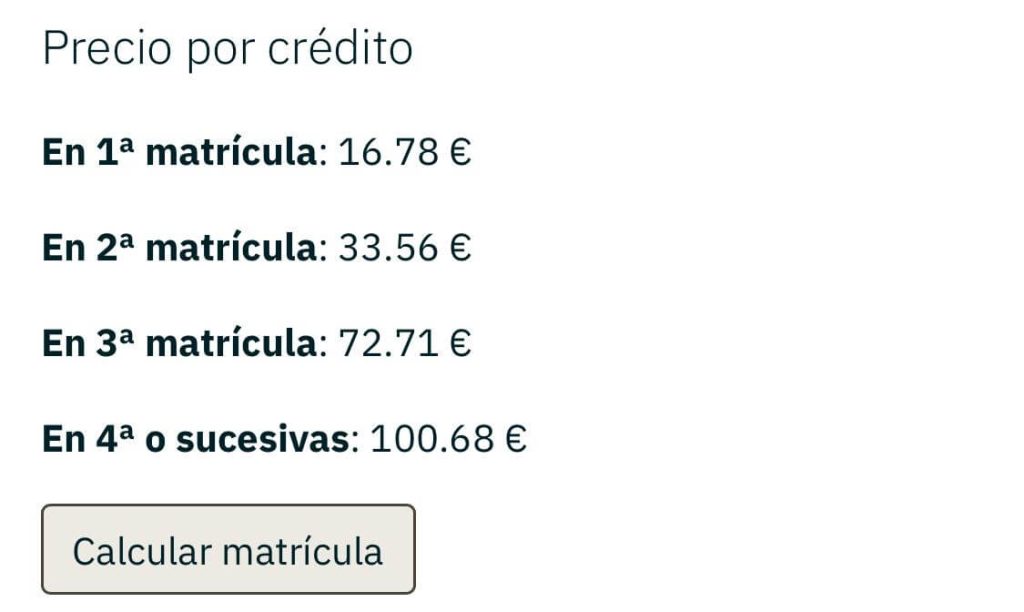 Web de la Universidad de Murcia matrícula