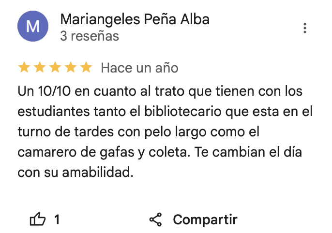 Reseñas positivas Mariangeles Peña