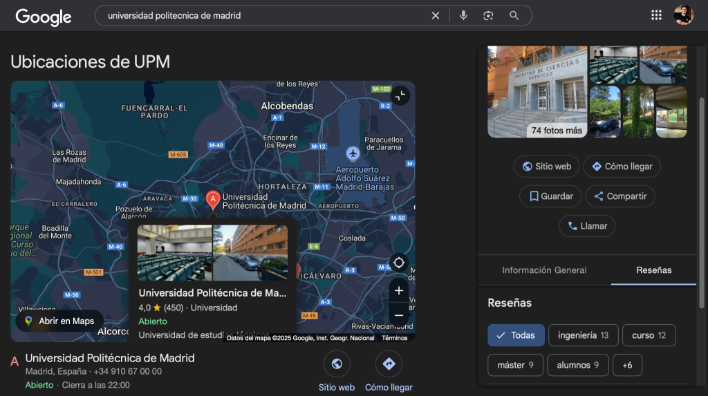 Google ubicaciones UPM