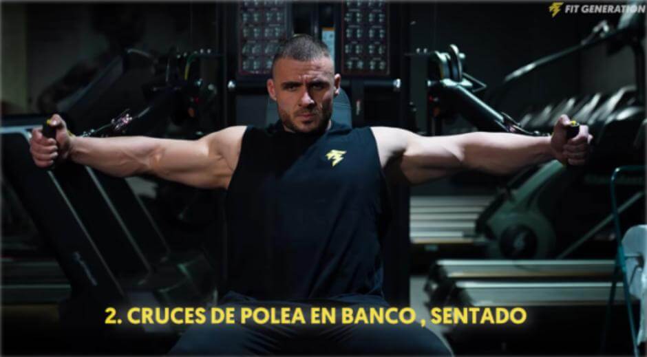 La mejor Rutina de Torso para ganar músculo en el tren superior 29 Cruces de polea sentado