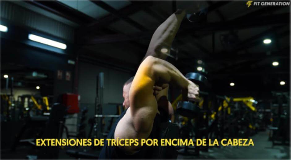 La mejor Rutina de Torso para ganar músculo en el tren superior 45 Extensiones de tríceps por encima cabeza