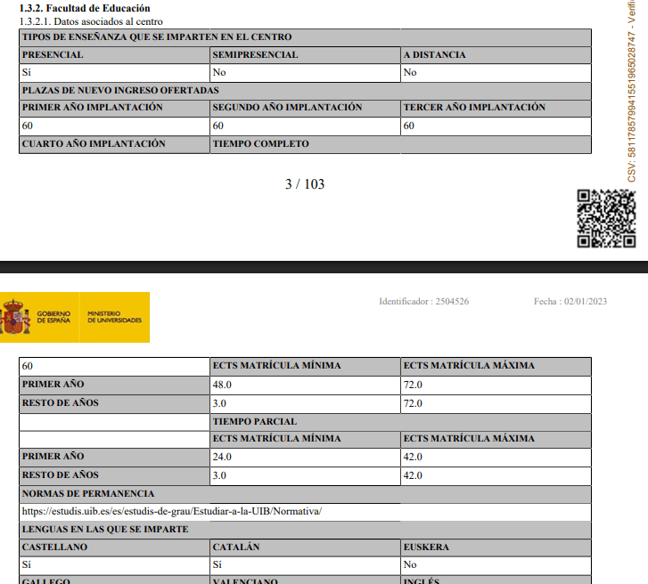 Memoria del título oficial 