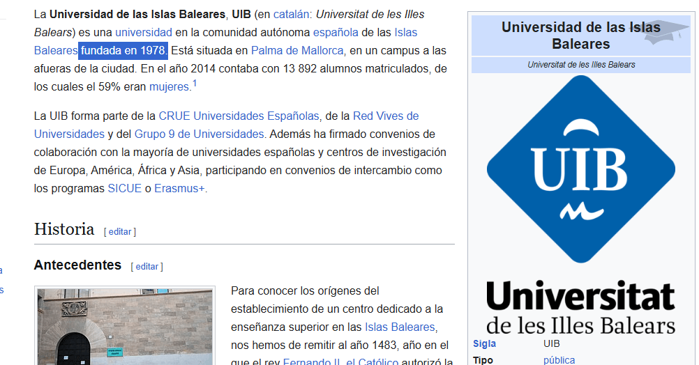 Universidad de las Islas Baleares wikipedia