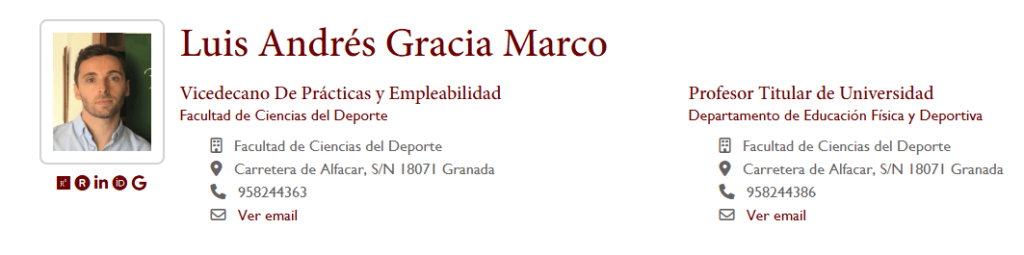 Opinión del CAFYD de la Universidad de Granada (UGR) 31 Profesorado Luis Andrés Garcia