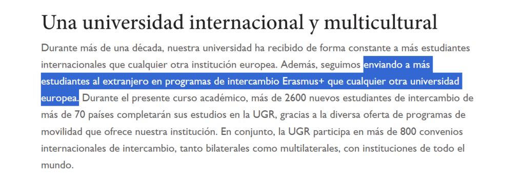 Opinión del CAFYD de la Universidad de Granada (UGR) 3 Universidad de granada internacional