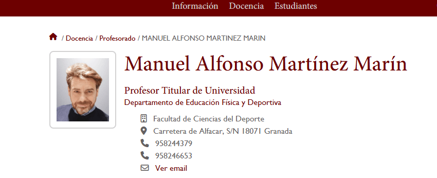 Opinión del CAFYD de la Universidad de Granada (UGR) 35 Profesorado Manuel Alfonso