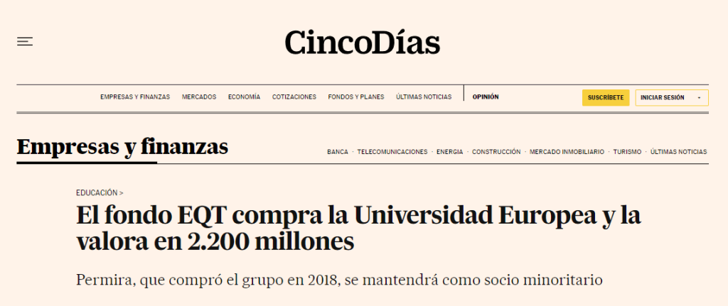 Web Cinco Días universidad Europea 
