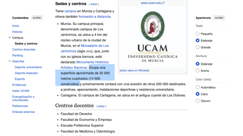 Universidad Católica Murcia cedes y centros