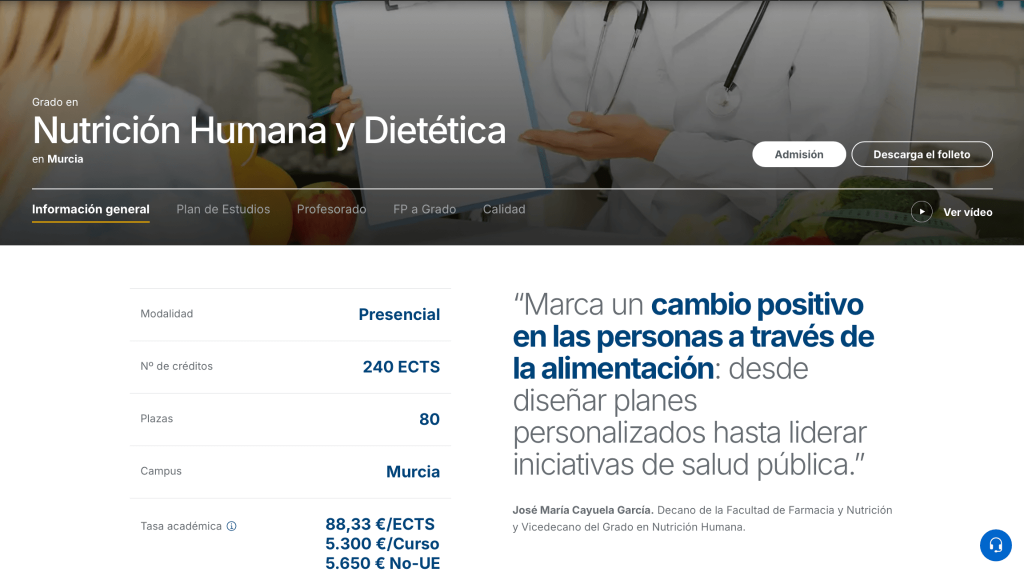 Nutrición Humana y Dietética de la UCAM