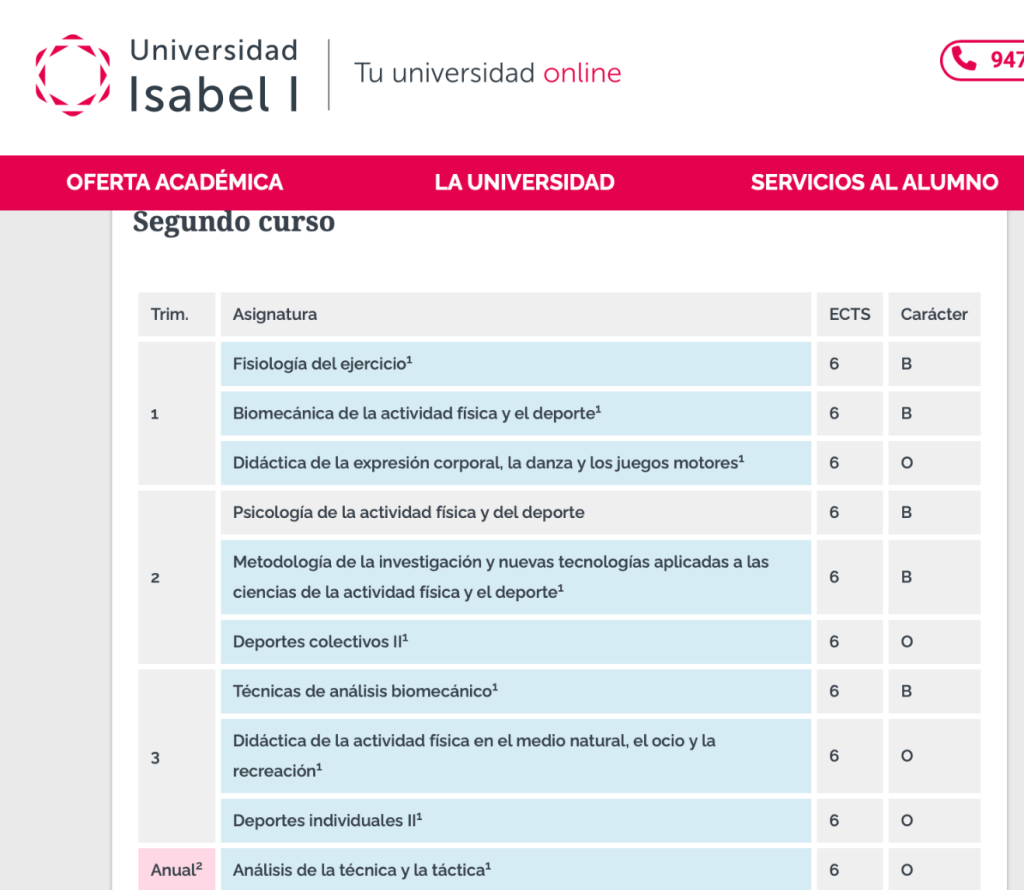 Web de la Universidad Isabel segundo curso