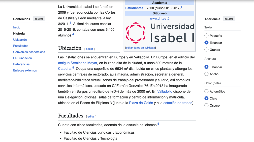 Ubicación universidad Isabel I