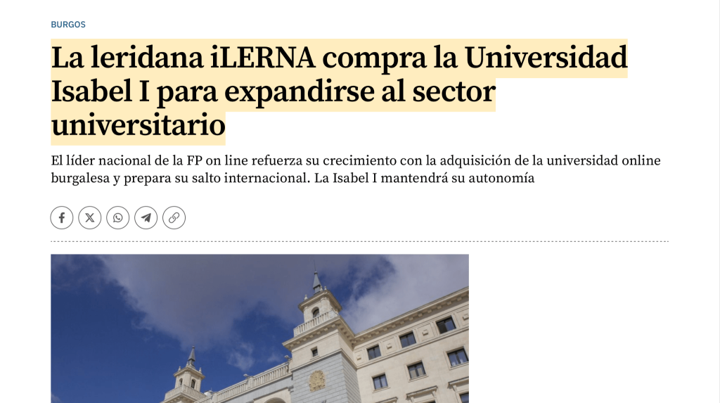 Ilerna comprar universidad Isabel