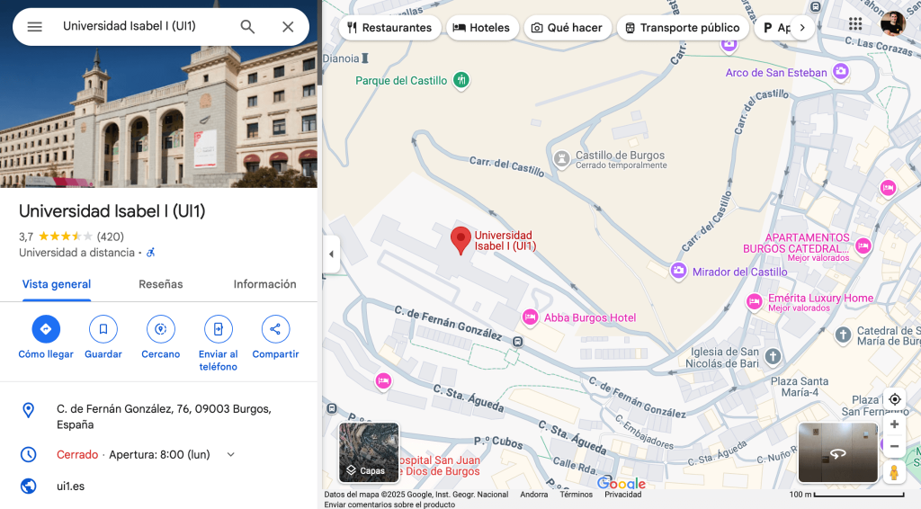Valoración media en Google 