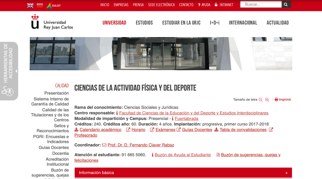 Opinión CAFYD de Universidad Rey Juan Carlos (URJC) 3 Web de la URJC