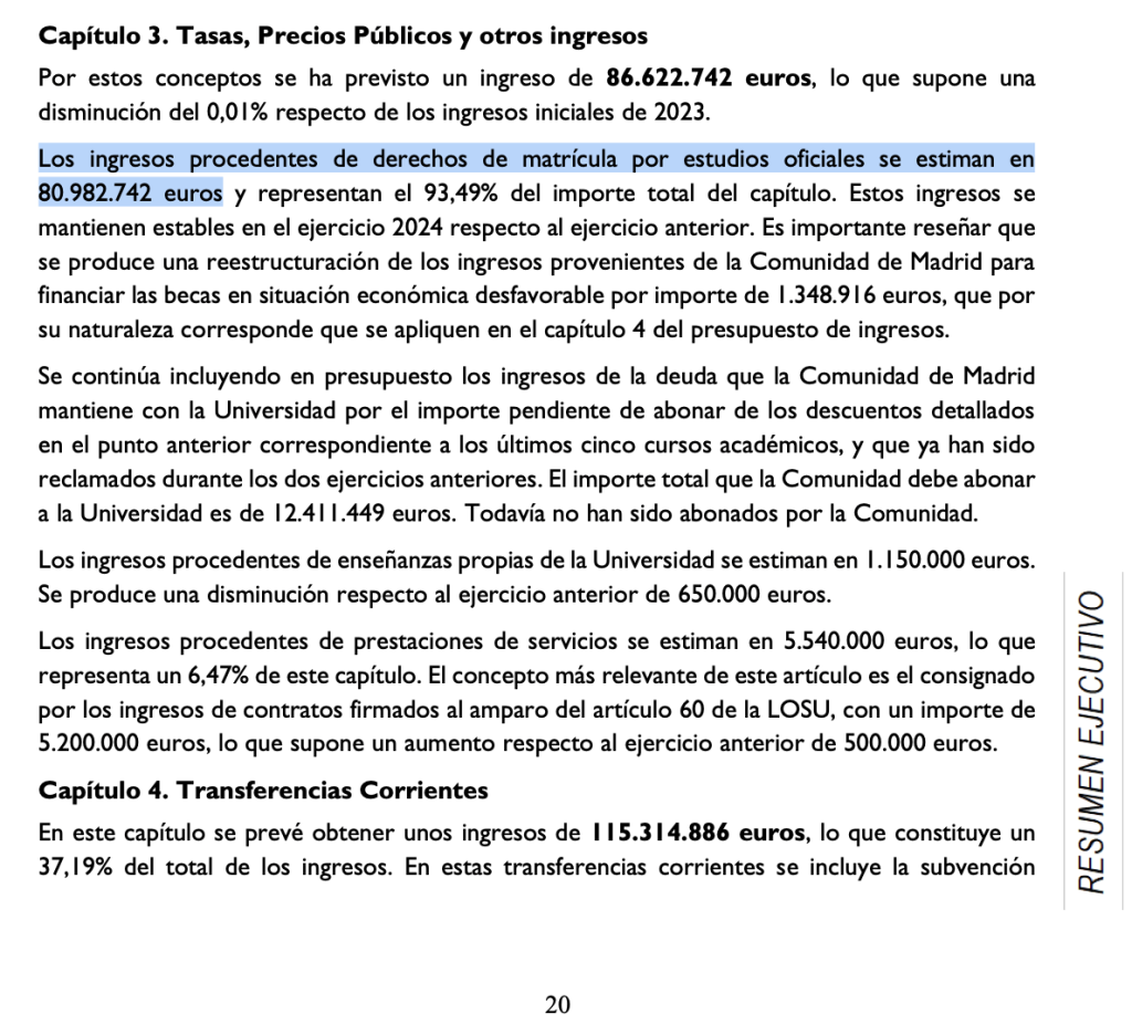 Opinión CAFYD de Universidad Rey Juan Carlos (URJC) 7 Precios de matrículas de estudios