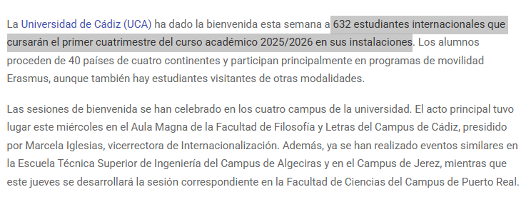 Universidad de Cádiz estudiantes internacionales