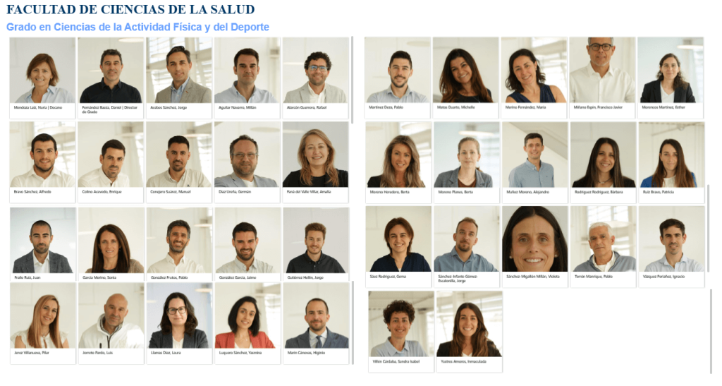 Review y opinión de CAFYD de Universidad Francisco de Vitoria (UFV) 25 Profesores del CAFYD UFV