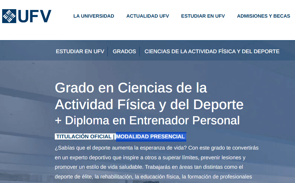 Review y opinión de CAFYD de Universidad Francisco de Vitoria (UFV) 33 Modalidad de estudio UFV