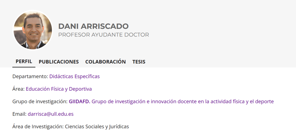 Review y opinión de CAFYD de Universidad de La Laguna 25 Profesor Dani Arriscado