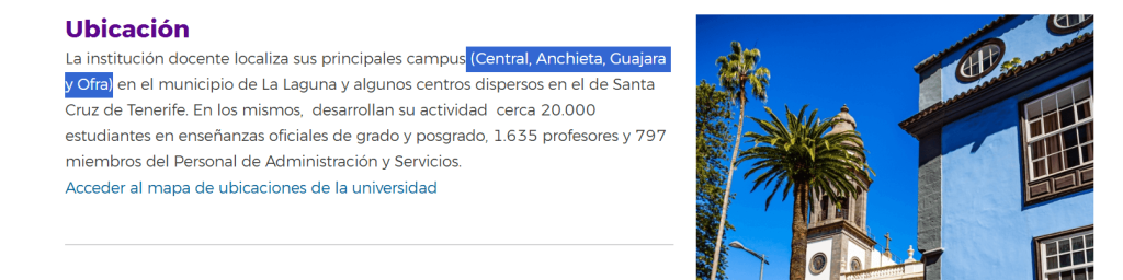 Review y opinión de CAFYD de Universidad de La Laguna 5 Ubicación universidad de La Laguna