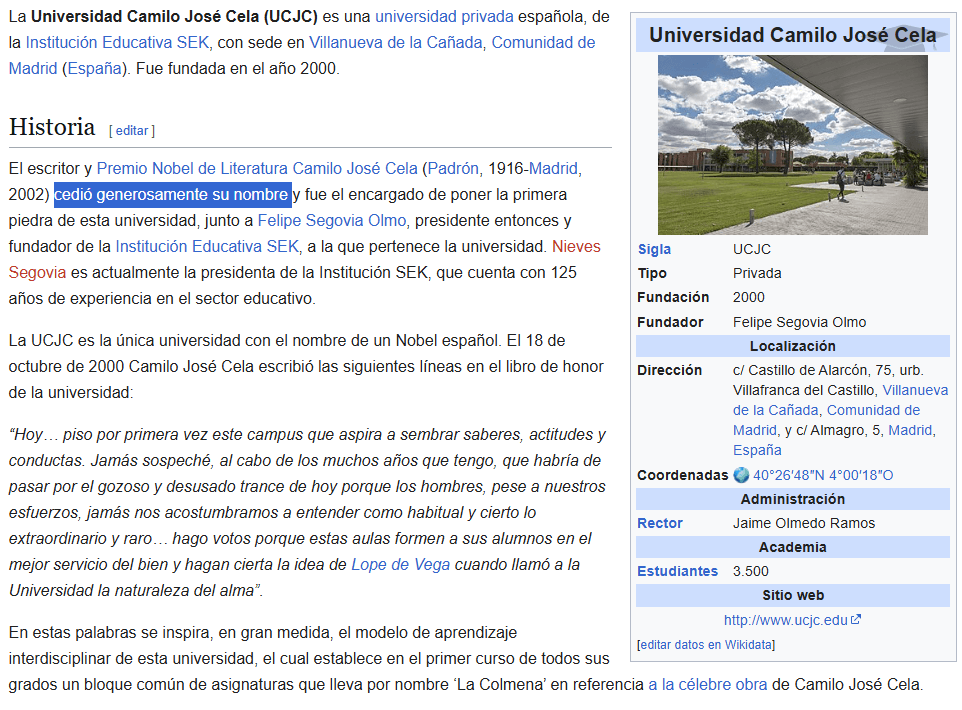 Opinión CAFYD de Universidad Camilo José Cela (UCJC) 1 Universidad Camilo José Cela