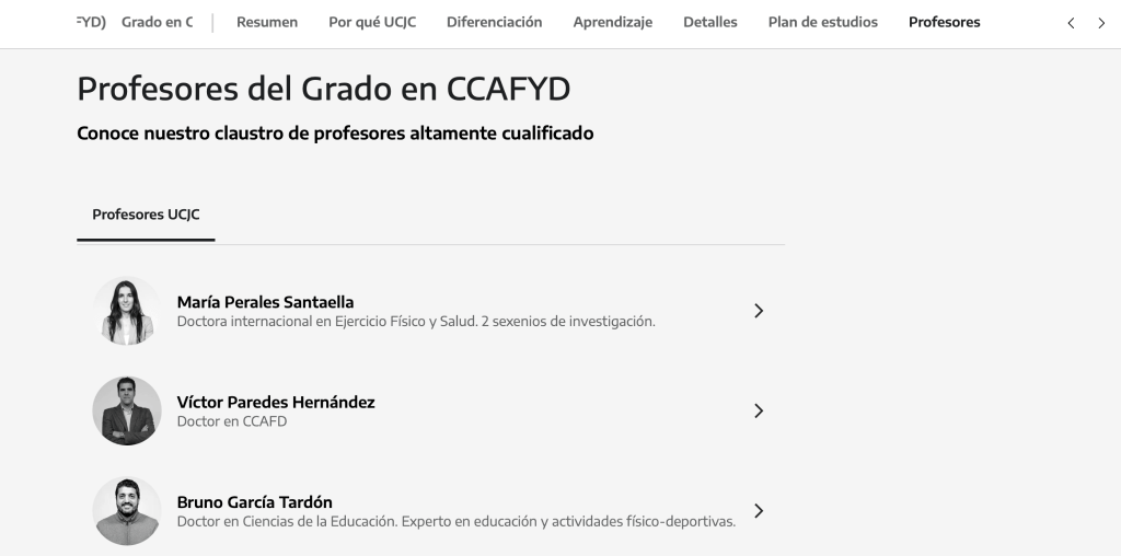 Opinión CAFYD de Universidad Camilo José Cela (UCJC) 21 Profesores del CAFYD UCJC