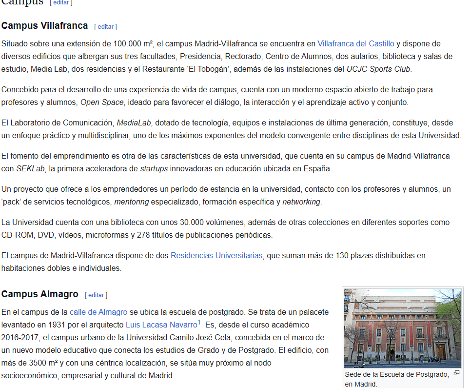 Opinión CAFYD de Universidad Camilo José Cela (UCJC) 3 Campus en la Comunidad de Madrid