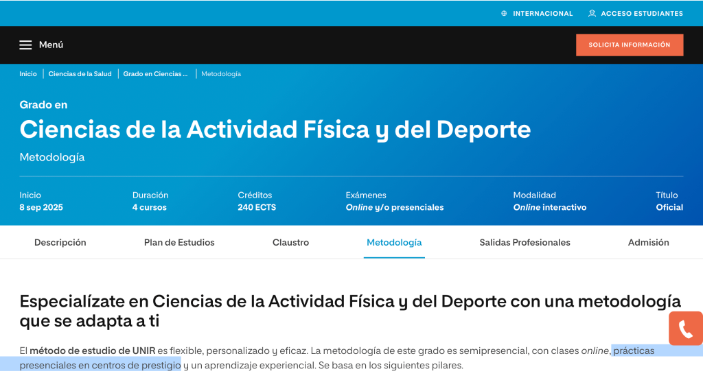 Opinión CAFYD de UNIR 33 Modalidad de estudio CAFYD de la UNIR