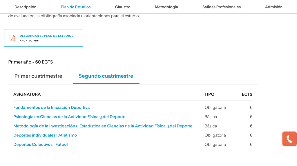 Opinión CAFYD de UNIR 17 Asignaturas plan de estudio UNIR
