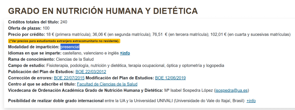 Modalidad de estudio UA