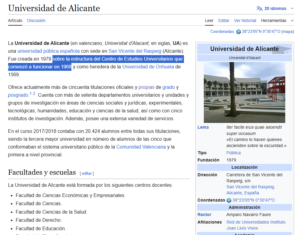 Universidad de Alicante wikipedia