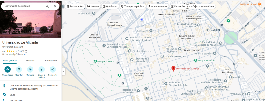 Google maps universidad de Alicante