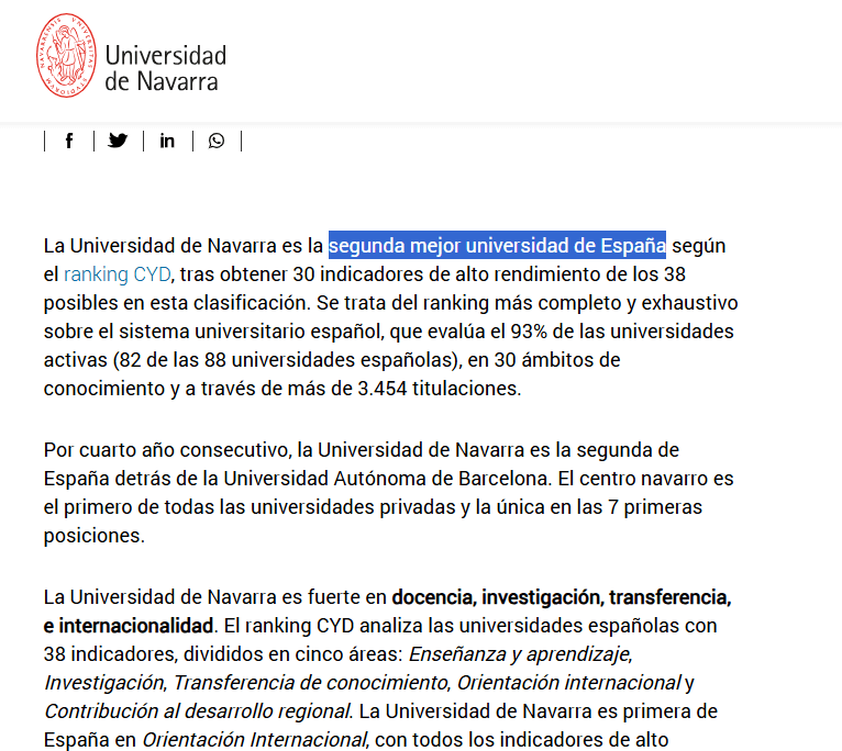 Mejor universidad de Navarra