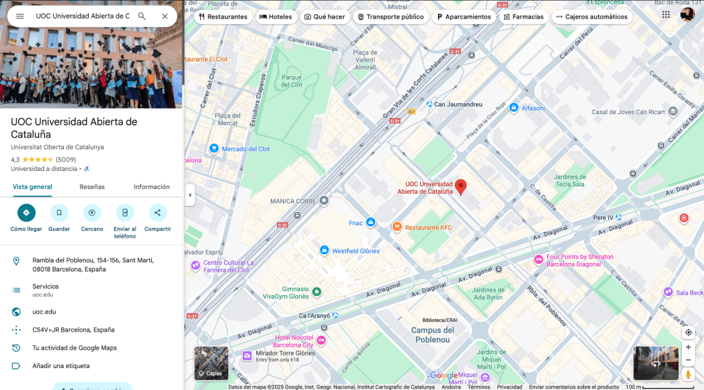 Ubicación UOC google maps