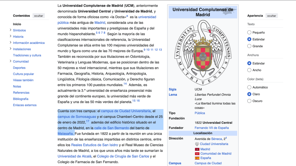 Wikipedia Universidad Complutense Madrid