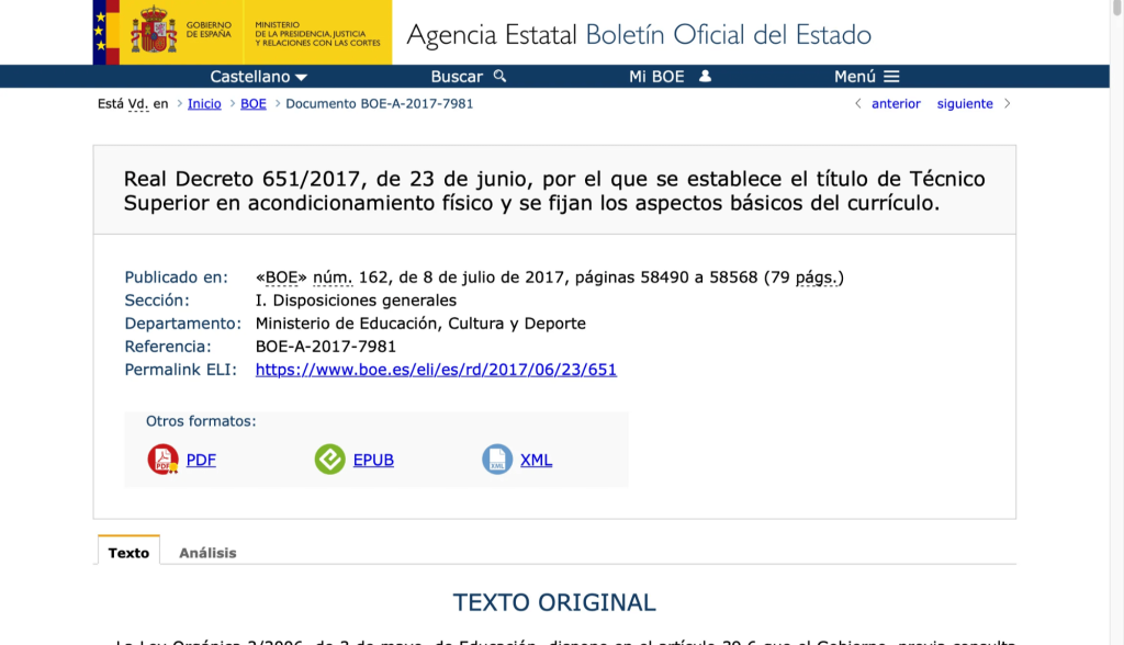Técnico superior acondicionamiento físico