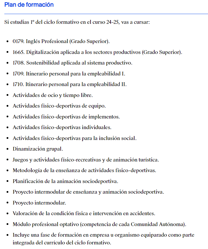 Plan de formación TSEAS
